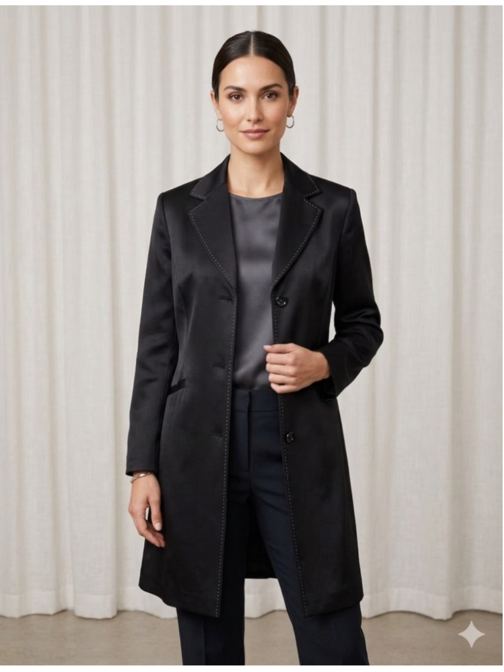 Women's Jones New York Black Blazer Jacket, Size 12, Polka Dot Lining